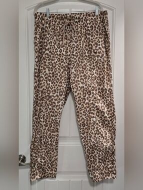 🌟7/25$  Palm Rio Leopard Print Drawstring Waist Lightweight Adjustable Pant